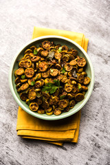 Tendli / Kundroo sabzi or Kovakkai Poriyal also known as ivy gourd, served in a bowl or karahi. selective focus