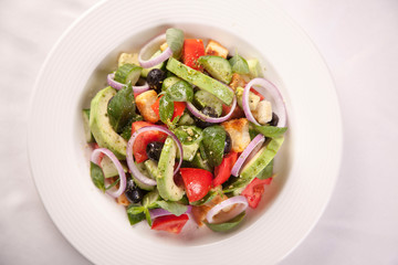 Green lettuce and vegetable salad