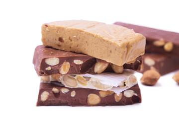 assortment of nougat, Christmas candy isolated