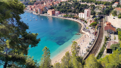 Panoramic view of Villefranche sur Mer, French Riviera, France