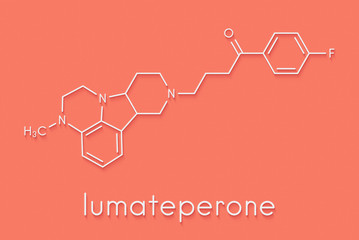 Lumateperone antipsychotic drug molecule. Skeletal formula.