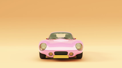 Powerful Pink an Gold Sports Roadster Coupe Car 1960's 3d illustration 3d render