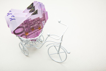 money bicycle natural leather background 