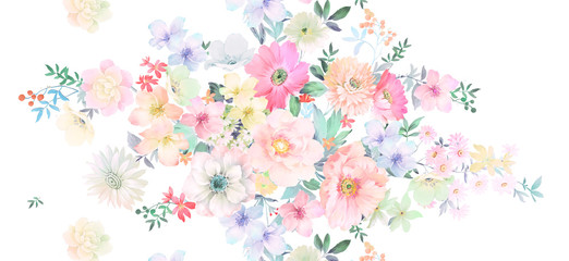 Obraz na płótnie Canvas Watercolor flower, background pattern, wallpaper design