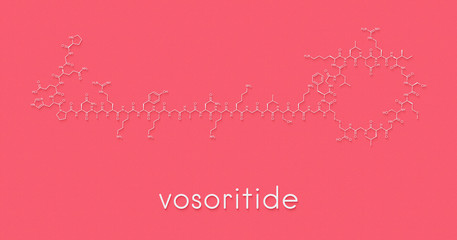 Vosoritide achondroplasia drug molecule. Skeletal formula.