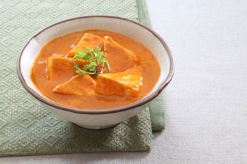 Famous Indian Curry,  Shahi Paneer in a bowl.