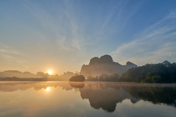 a morning scenery of Nong Thale in Krabi, Thailand.
