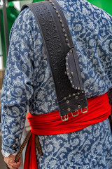 Detail of costume of one Hungarian medieval soldier