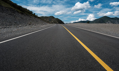 Highway in the Altai Mountains, in the Altai Territory of Russia