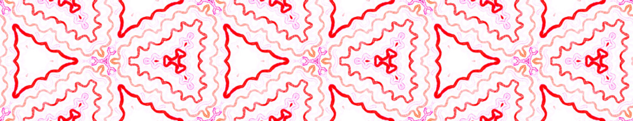 Pink red Seamless Border Scroll. Geometric Waterco