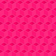 Pink 3d pipes vector background. Rhombus and triangle repeat pattern background.