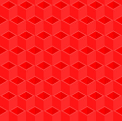 Red 3d pipes vector background. Rhombus and triangle repeat pattern background.