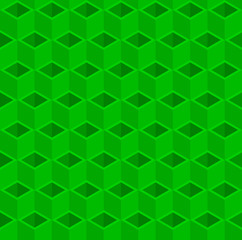 Fototapeta premium Green 3d pipes vector background. Rhombus and triangle repeat pattern background.