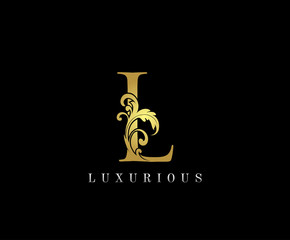 Golden L Luxury Logo Icon, Elegant L Letter Logo Design.
