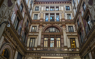 Roman old beautiful house with sculptures