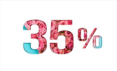Valentine's day sale banner. Promotion of the poster sale or 35 percent discount for sale in the store