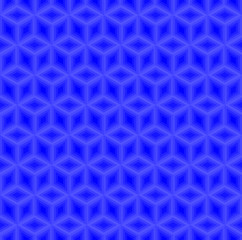 Blue 3d square cubes vector background. Rhombus and hexagon repeat pattern background.