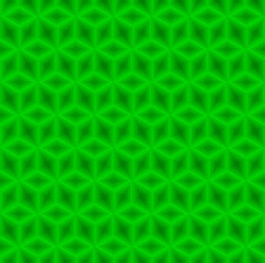 Green 3d square cubes vector background. Rhombus and hexagon repeat pattern background.