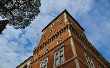 Roman old beautiful house with sculptures