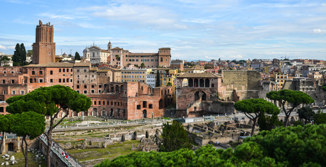 Naklejka na ściany i meble Panoramic view of Ancient Rome ruins