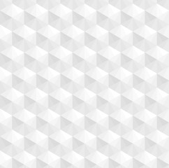 White 3d square cube or diamond vector background. Hexagon, rhombus and triangle repeat pattern background.