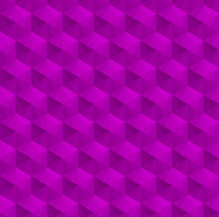 Purple 3d square cube or diamond vector background. Hexagon, rhombus and triangle repeat pattern background.