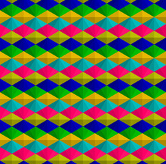 Colorful diamond fabric or zigzag background vector. Rhombus and triangle repeating pattern background.