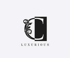 C Letter Logo. Black and White C With Classy Leaves Shape design perfect for fashion, Jewelry, Beauty Salon, Cosmetics, Spa, Hotel and Restaurant Logo.
