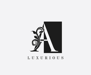 A Letter Logo. Black and White Z With Classy Leaves Shape design perfect for fashion, Jewelry, Beauty Salon, Cosmetics, Spa, Hotel and Restaurant Logo.
