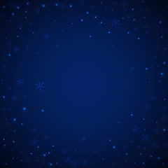 Sparse glowing snow Christmas background. Subtle f