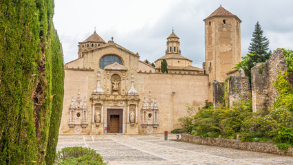 Fototapeta na wymiar View on entry gate of monastery of Poblet in Spain during daytime