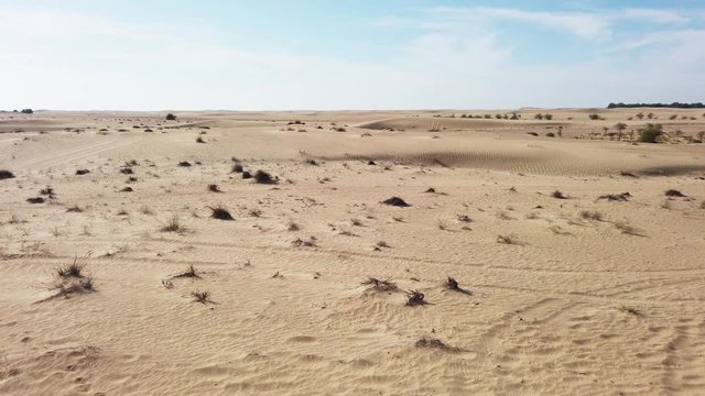 hot summer day in desert, quadra lake, horizon view with pan to left