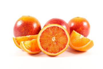 red orange slices isolated on white background