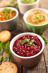 assorted of vegan dip and toast