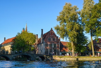 Fototapeta na wymiar Cityscape of Old Bruges with the canal