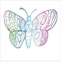 Illustration with color butterfly, graphic style. Flying and inspiration.