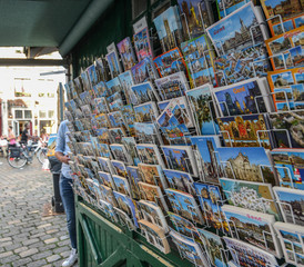 Selling postcards in Ghent, Belgium