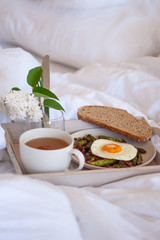 Breakfast in bed - roasted asparagus and sunny side egg