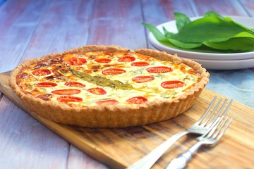 Wild garlic whole grain quiche