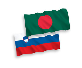 Flags of Slovenia and Bangladesh on a white background