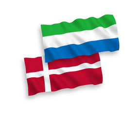 Flags of Denmark and Sierra Leone on a white background