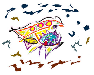 abstract illustration of wild fish in the sea. colorful illustration of wild fish in the sea.