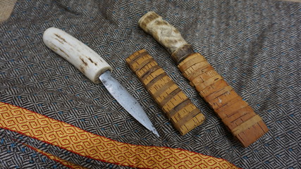 eastern viking rus tablet weaving and birch bark sheathed knife