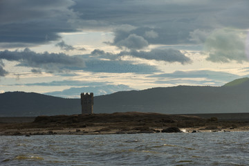 Santillana Reservoir Tower in the Sierra de Guadarrama National Park. Madrid's community. Spain