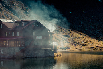 Fototapeta premium Lonely hut in the mountains