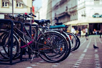 Fototapeta na wymiar Bicycles in the city