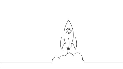 Rocket on the sky flat icon,  illustration