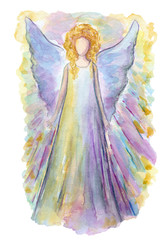Angel fairy set watercolor painting hand drawn on isolated white background element or clip art for card or your design