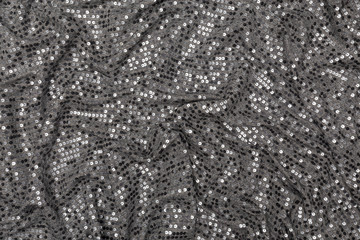 Creative gray fabric with plastic decoration and textile texture background