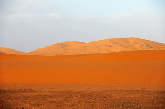 The seas of dunes of Erg Chebbi near Merzouga in southeastern Morocco. © porpendero